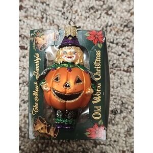 OWC Old World Christmas Glass Halloween Pumpkin Girl costumed child Box Included